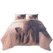 Cute Baby Elephant and its Mommy Animal Art Coverlet