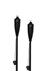 Garden Torch 180cm Citronella Oil Lantern Snuffer Powder Coated Black - 2 Pack