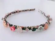 Women Flower Black Floral Jade Stone Crystal Chic Hair Head Band Hoop Headband