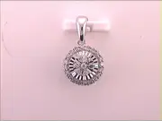 14k White Gold Round Diamond Circle Pendant 1/10 Cttw