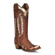 Circle G By Corral Ladies Cognac Studded Overlay Western Boots L2042