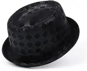 [LINCYS] 3 Big Size Fashion Men Pork Pie Hat Gentleman Flat Leather Fedora Hat Jazz Hat