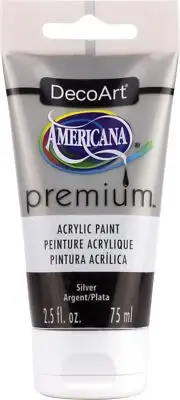 Americana Premium Acrylic Metallic Paint Tube 2.5oz-Silver