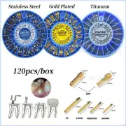 Dental Screw Post Kit Titanium/Silver/Gold Plated Conical Root Canal Pins + Keys