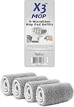 X3 Mop Replacement Microfiber Cleaning Pads, 4 Pack of Reusable Flat Mop Heads