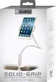 Aduro Solid-Grip iPad Stand Holder 360 Adjustable Universal Gooseneck white