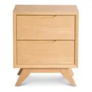 ERIKA SCANDINAVIAN WOODEN OAK BEDSIDE TABLE WITH 2 DRAWERS