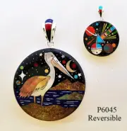 ARROWHEAD CELESTIAL TURQUOISE INLAY .925 SILVER PELICAN MEDALLION PENDANT