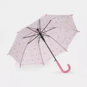 Unicorn Umbrella Kids Pink 70cm Open Dia. Hook Handle 8 Ribs Construction