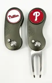 GOLF SWITCHBLADE Philadelphia Philles DIVOT REPAIR TOOL + Ballmarker Gray