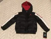 Air Jordan Puffer Jacket Coat Boys 4 96-104cm 3-4yrs Black NWT