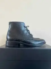 Saint Laurent Paris , Army 20 Lace Up Boots with Embossed Python in Black BNIB 4