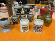 Vintage German Ceramic Collection Of Cups And Pitcher Excellent Condition