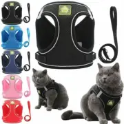 Small Dog Breathable Mesh harness Vest Collar soft chest strap Leash set XS-XL