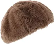 [COMPUKAS] Casual Women Beret Hat Warm and Stylish Decorative Beret Soft Faux Rabbit Fur for Parties Festivals and Daily Wear Khaki