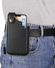 Phone Holster Leather Phone Holster,Phone Holder Compatible with Belt Loop,Universal Leather Phone Case on Belt Compatible with iPhone 15/14 Pro,13,12 Pro Compatible with Samsung S22 5G,S10e,S6 edge,L