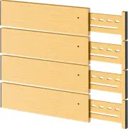 Bamboo Drawer Dividers 4" High, 16.5-22" Adjustable Drawer Organizers for Clothe