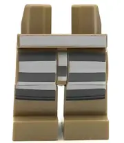 Lego New Hips and Legs White and Dark Bluish Gray Prison Stripes Pattern