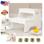 Lightweight Non-Slip 2-Step Stool for Kids - Stylish & Safe Bathroom Aid