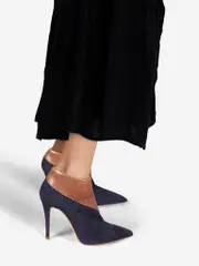 Suede Snakeskin Pointed Toe Boots
