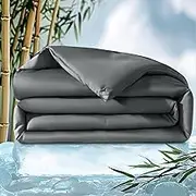 Shilucheng 100% Viscose Derived from Bamboo Comforter for Hot Sleepers, Cooling Comforter, Breathable, Lightweight All Season Comforter（Queen, Dark Grey）
