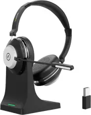 Wireless Headset with Microphone for Pc,Bluetooth Headset with AI Noise Cancelli