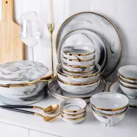 在飛比找ETMall東森購物網優惠-碗碟套裝家用現代簡約高檔陶瓷輕奢餐具北歐風格網紅ins碗筷盤