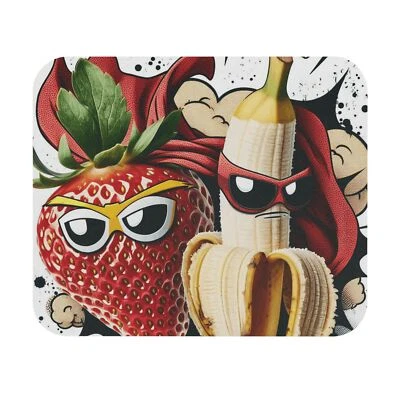 Mouse Pad (Rectangle) Superheroes Banana and Strawberry Comicbook Style Design 7