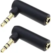 ECSiNG 3.5mm Stereo Adapter Plug Male to Female Connector Extension Adapter Gold Plated Adapter Plug 90 Degrees Right Angle Stereo Jack Socket Aux Adapter for Phone Tablet CD MP3 MP4 Headphone