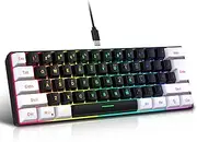 Keyboard Mini 60% Small Gaming Keyboard, RGB Backlit 61 Keys, Ergonomic Mechanical Feeling Wired Gaming Keyboard for Gaming and Working (White)