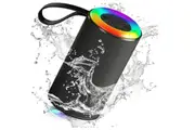 Portable Bluetooth Speaker, IPX5 Waterproof, Dual Pairing, Bluetooth 5.3, with Builtin Mic/RGB Lights/TF Card(Black)