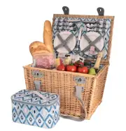 Avanti 4 Person Wicker Picnic Basket - IKAT - RRP $369.00