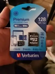 Verbatim microSDXC Card with SD Adapter, Class 10, 128GB (VER44085)