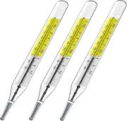 3 PK Glass Thermometer Mercury Free Clinic Thermometer Traditional Thermometer D