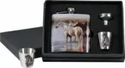 Stainless Steel Flask Gift Set Includes 6 oz Flask, 2 Shot Glasses Funnel & Case