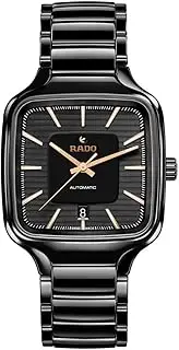 [Rado] True Square Automatic Black Dial with Rose Gold Index, Date Display and Swiss Automatic Movement, Black, 5 inches, Avant Garde