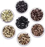 1000 PCS Copper Tubes 3.4mm Euro Lock Flared Micro Beads Rings Links for Hair Extensions (Black)