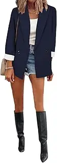 [Kromoc] Women's Peak Lapel Blazer Double Breasted Buttons Suit Jacket Casual Daily Design Sense Coat