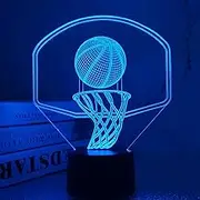 Basketball 3D Night Light, Backboard Illusion LED Lamp for Kids' Bedroom Decor, Xmas Birthday Personalized Gifts for Boy Man Friends with 16 Color Changes Remote Control
