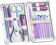 8/18 Pieces New Rainbow Manicure Kit Pedicure Professional Grooming Care Tools Nail File Nail Clippers With Leather Manicure Set,NEW SET