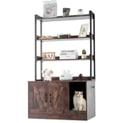 Wooden Cat Litter Box Enclosure with Shelves - Stylish & Multifunctional Furniture
