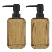2PK Porto Ellis Glass Hand Soap Dispenser Container Bath Organiser 18cm Amber