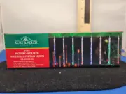 Christmas Light Waterfall Curtain Multi Color LED Batt Op Timer 8ct 357