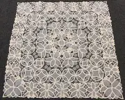 Beige 51x51" Square Cotton Polyester Embroidery Tablecloth Wedding Bridal Events