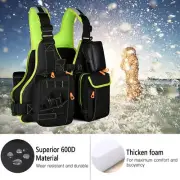 Kayak Fishing Life Jacket Vest Adjustable Buoyancy Aid with Multiple Pockets