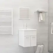 White Bathroom Furniture Set Chipboard Wall Sink Cabinet With Basin And Mirror