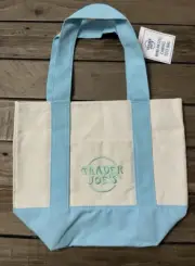 Trader Joe’s Mini Pastel Blue Canvas Tote Bag Limited Easter