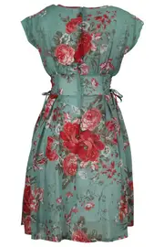 Turquoise Floral Corset Dress--ELI-EAW116-02