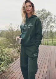[Lorna Jane] Sports Club Fleece Sweatpants in Green, Size - Large L Dark Green