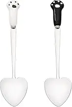 Dog Cat Paw Spoons for Wet Food Pet Food Can Spoon Dog Cat Food Spoon Set Pet Feeding Spoon Cute Spoons for Dogs Cats Heart Shaped Spoon 2Pcs Dog Food Cat Wet Food Spoons Black and White